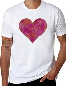 Kintsugi Mended Heart - Pink T-Shirt t shirt man plain t shirts for man graphic funny T-Shirt - Aliexpress - FashionsVida
