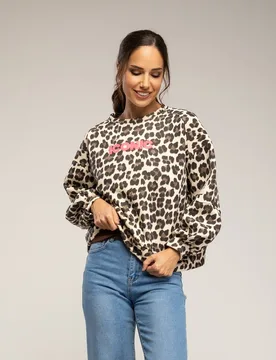 Sudadera de mujer de algodón estampado animal print - Tantra - FashionsVida