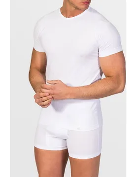 Camiseta interior de hombre de algodón egipcio de manga corta y cuello redondo - ZD - FashionsVida