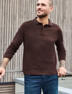Street One Strick Poloshirt im Mouliné Look male Braun