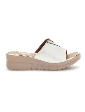 Ciabatte Bianco Dettagli Metallizzati 8551 38 - LINEA COMODA - FashionsVida