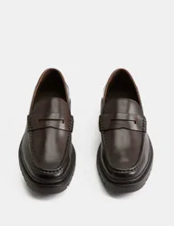 Leather Chunky Sole Loafers Dark Brown male