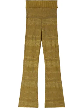 Pantalones de campana de mujer de punto pointelle con cintura elástica - sandro - FashionsVida