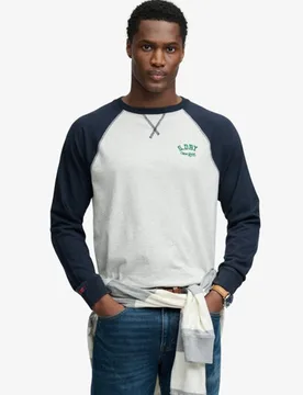 Superdry Herren Vintage Athletic Baseball Oberteil Grey - Größe: S - 39.99 - FashionsVida