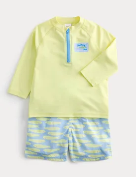 Piece Sardine Printed Swim Set (2-8 Yrs) Green Mix male - M&S - FashionsVida