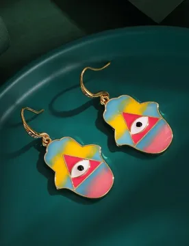 New Niche Design Sense of Enamel Glazed Eyes Shape Hand Dangle Earrings Personality Light Luxury Ear Fishhook Earrings for Women - Aliexpress - FashionsVida