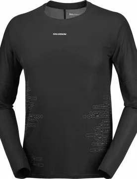 T-shirt ultraléger et thermorégulant - Sense Aero LS Tee GFX M Deep Black Black Beauty - Taille M - Noir - Salomon - FashionsVida