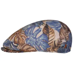 Printed Leather Flat Cap by Alfonso DEste - blue-beige - Size: L (58-59 cm)