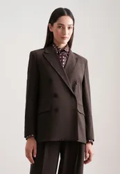 Zweireihiger Blazer mit Pattentaschen aus einer Wollmischung Braun 44
