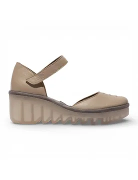 Women's Fly London Suede Leather Wedge Sandals - BISO305FLY in Taupe Size: 9 - Taupe - Size: 9 - Infinity Leather - FashionsVida