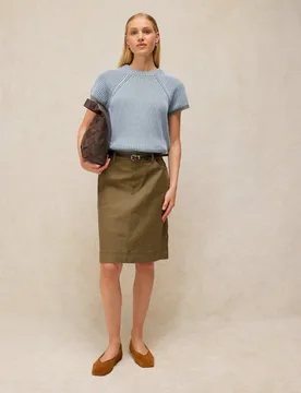 Cotton Rich A-Line Skirt with Linen Green female - White stuff - FashionsVida