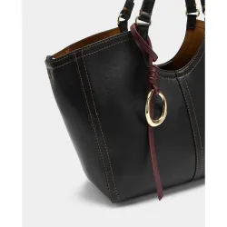 Bolso de mano estilo tote convertible a bandolera con cierre de cremallera en liso