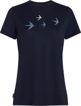T-shirt de randonnée en laine de mérinos léger - W Merino 150 Tech Lite SS Tee Bird Transit Midnight Navy en Laine - Taille S - Icebreaker - FashionsVida