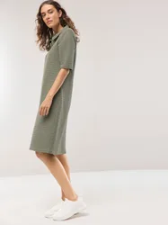 Polokleid mit Struktur, normale Größen, Farbe Grün, 48, hautfreundlicher Baumwollmix pflegeleicht Damen
