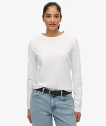 Superdry Damen Essential Logo Langarmshirt White - Größe: 42