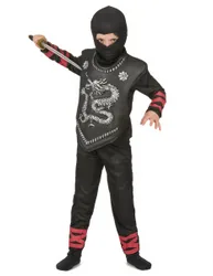 Kostüm eines Japanischen Ninja-Kämpfers mit Drachenemblem für Jungs - male