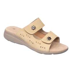 Hallux-Leder-Klettpantolette „Lisa“ 41 beige