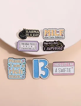 Emotional Expression Geometric Text Brooch Creative Phrase Hello I'Am A Swiftie Enamel Pin Lapel Badge Metal Brooch Jewelry Gift - Aliexpress - FashionsVida