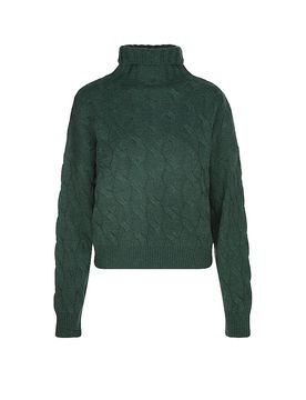 Kaschmirpullover CHUNKY CABLE grün L damen