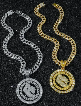 Men's Full Diamond Chain Hip-Hop Style Personality Turn Letter B Pendant Necklace Jewelry - Aliexpress - FashionsVida