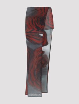 Blurry Roses Asymmetric Midi Skirt