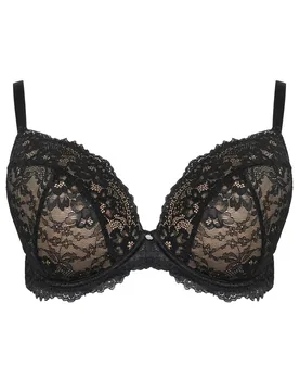 Women's Lace Padded Bra in Black Size: 48G - Black - Size: 48G - Yours - FashionsVida