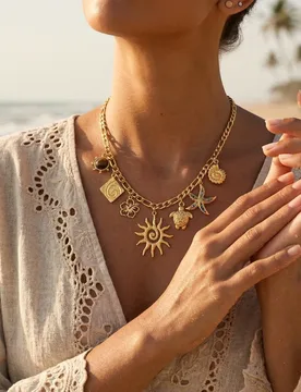 K Gold Plated Stainless Steel Trendy Starfish Moon Sun Shaped Pendant Necklace For Women Romantic Neck Chain Holiday Gift - Aliexpress - FashionsVida
