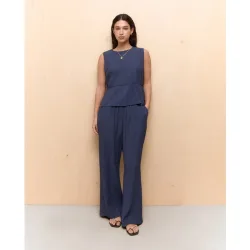 Pantalón arrugado cullote de mujer