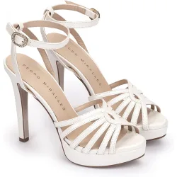 Sandalias de tacón de mujer de piel con plataforma