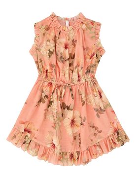 Knee-Length Dress with Drawstring Waist and Fixed Bow