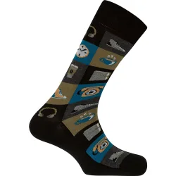 Calcetines de hombre de algodón de cuadros con motivos en color