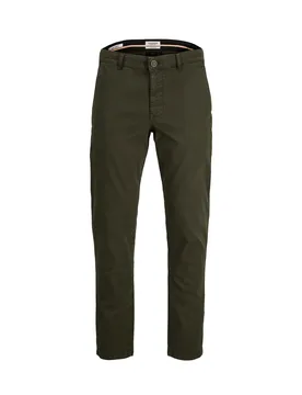 Pantalone chino verde militare slim fit in cotone stretch armaturato - Jack & jones - FashionsVida