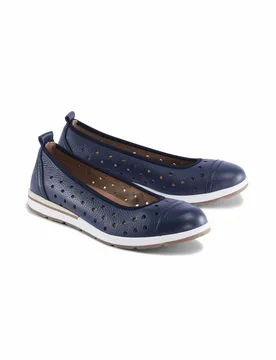 Hirschleder-Ballerina Sommerleicht - Marine - female - Size: 41 - Avena - FashionsVida