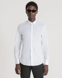 Camicia bianca in popeline di cotone stretch super slim-fit