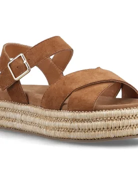 Rosa Rafia Leather Womens Tan Sandals - Size Uk 6 - Hush puppies - FashionsVida