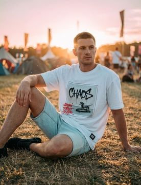 T-shirt in cotone comfort fit con stampa - bianco