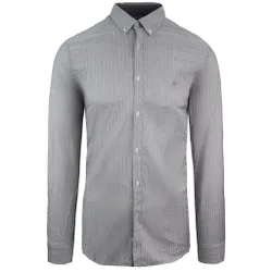 Slim Fit Oxford Mens Grey Woven Shirt - Blue Cotton - Size Large