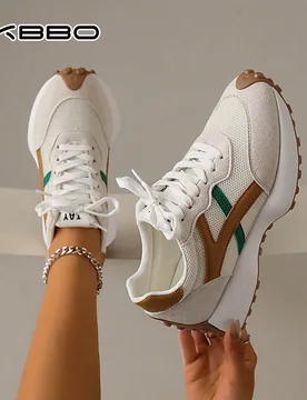 Zapatos deportivos casuales planos para mujer, zapatillas de deporte con cordones retro, zapatos de fitness minimalistas y ligeros para caminar, adecu - Shein - FashionsVida
