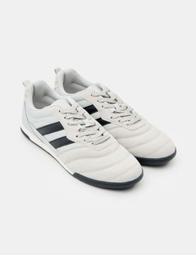 Sneakers in finta pelle scamosciata con strisce a contrasto - grigio chiaro