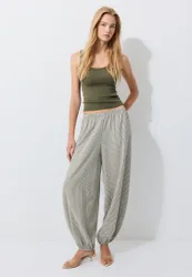 Weite karierte Hose Khaki L