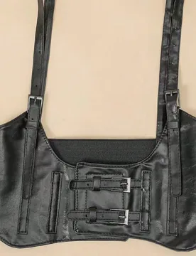 Pieza Cinturón tipo corsé de estilo punk para mujer de PU con correas, se puede combinar con camisetas cortas, capas base de manga larga, vestidos, - Shein - FashionsVida