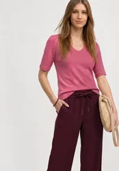 Basic T-Shirt mit V-Neck in Unifarbe female Pink