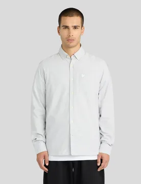 Men's Micro-Houndstooth Shirt Mid Grey Melange - Lyle & Scott - FashionsVida