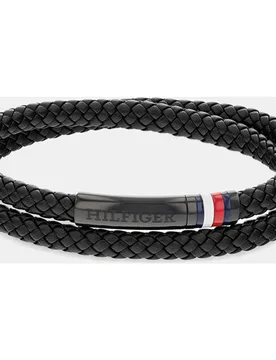 Pulsera de hombre Double de piel negra - Tommy Hilfiger - FashionsVida
