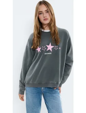 Sudadera de mujer con logo y estrellas - Brownie - FashionsVida