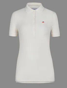 Women's Short Sleeve Cotton Pique Polo Shirt in Off White Size: 12 - Off White - Size: 12 - Enorsia - FashionsVida