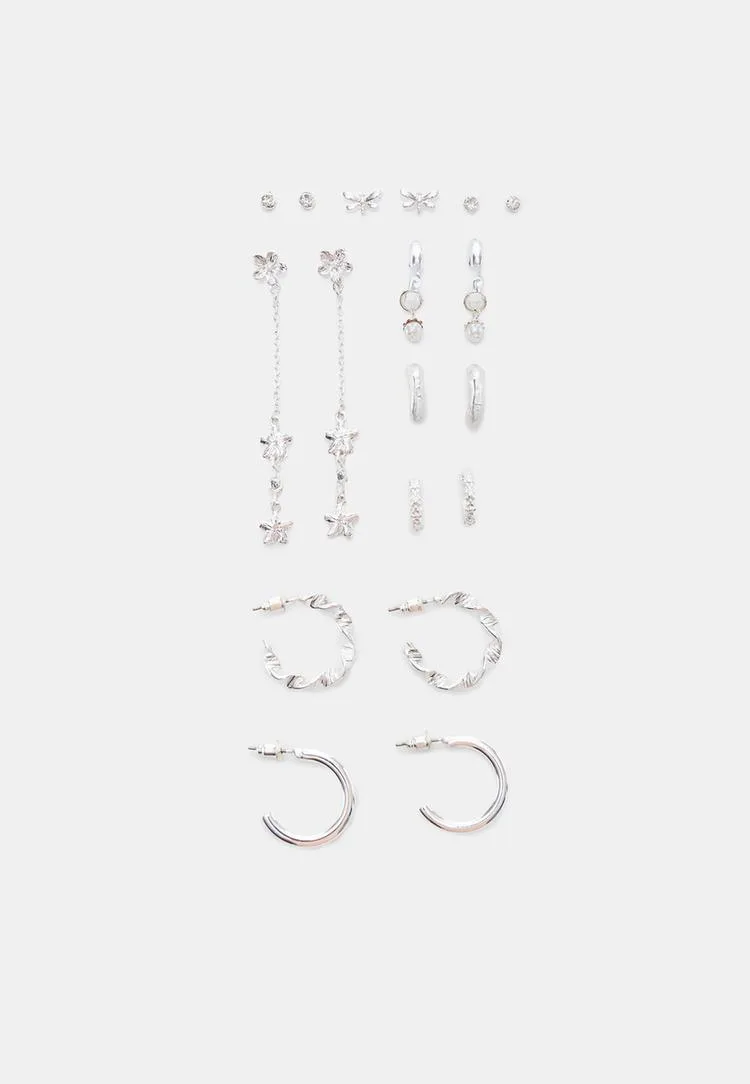 Er-Set Ohrringe mit Schmetterlingen Grau OS - Stradivarius - FashionsVida