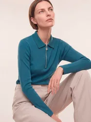 Rippenpolo Zip&Go, normale Größen, Farbe Grün, 46, softer angerauter Jersey warm & weich Damen