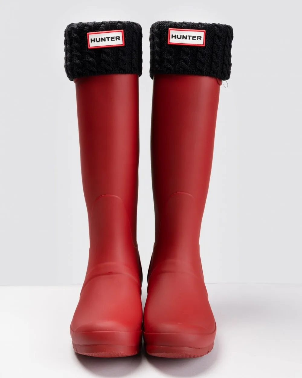 Womens Recycled Mini Cable Tall Boot Sock In Black - Size X-Large - Hunter - FashionsVida