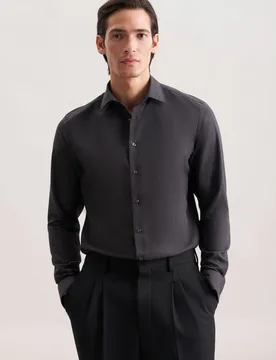 X-Slim Flanellhemd Uni Grau 36 - Seidensticker.com - FashionsVida